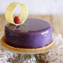 Cheesecake de frutos rojos y glaseado violeta